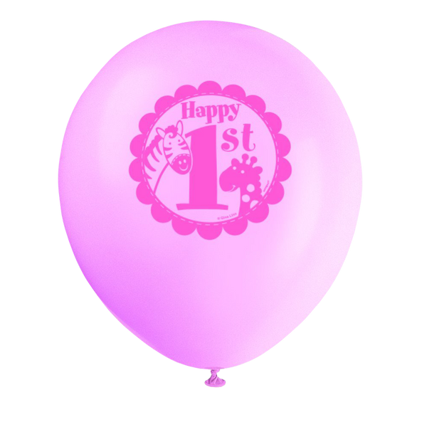 Latex Pink Safari First Birthday Balloons